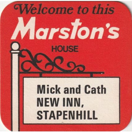 BEER MAT - MARSTONS BREWERY - NEW INN, STAPENHALL - (Cat No 180) - (1979)