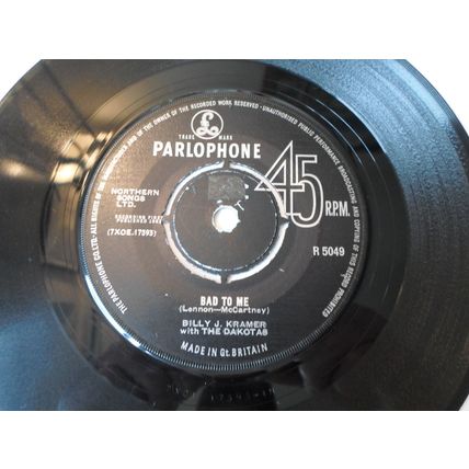 7".1963,BILLY J KRAMER & DAKOTAS.BAD TO ME. PARLO 5049.I CALL YOUR NAME.EXCELLEN