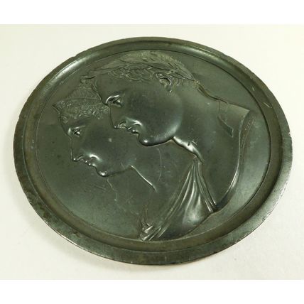 Antique Napoleon Bonaparte & Josephine Large Lead Relief Plaque Andrieu Fecit