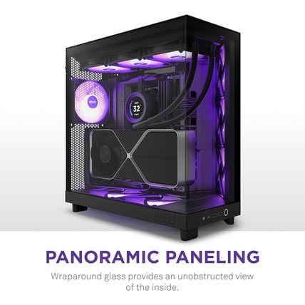 NZXT H6 Flow RGB Mid-Tower Airflow Case with 3 RGB Fans, Panoramic Glass Panels,