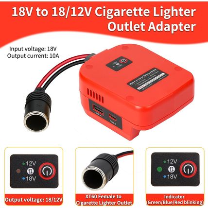 18V to 12V Step-Down Converter for Milwaukee M18 18V for Power Battery Adapter W