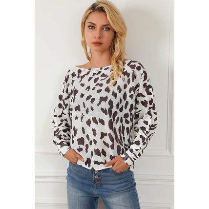 Leopard Long Sleeve Crewneck Sweater