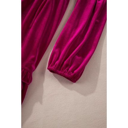 Rose Red Shirred V Neck Tiered Ruffled Velvet Plus Size Maxi Dress