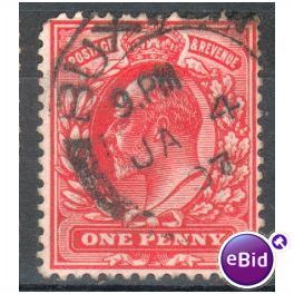 GB stamps 1902-10 KEV11 - 1d SG219 Buxton 4