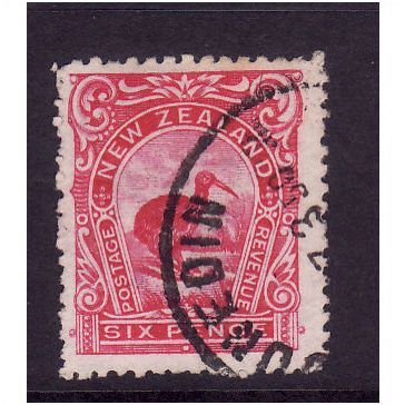 NEW ZEALAND 1907 6d CARMINE PINK BROWN KIWI SG376 FINE USED