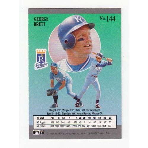 1991 Fleer Ultra George Brett baseball card #144 –HOF – Royals