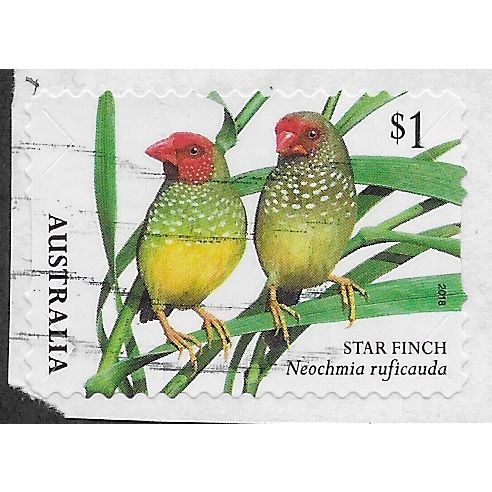 AUS 2018 $1.00 (S/A) 'BIRDS -FINCHES - STAR' ON PAPER FINE USED (EBID26-025)