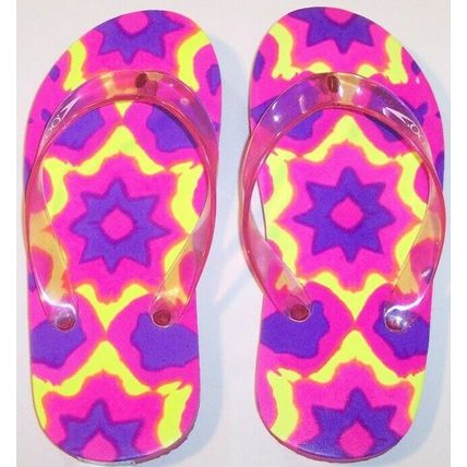 NWT Speedo Girl's Pink Tie Dye Print Flip Flops Thongs, M (2/3) or L (4)
