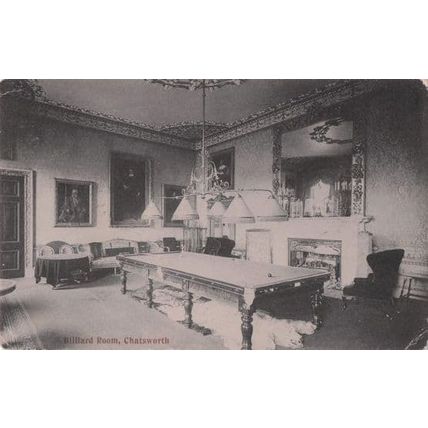 Billiard Snooker Table Room at Chatsworth House Derby Antique Postcard