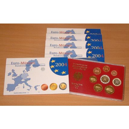 Germany 2004 (A - J)- 5 Official (Proof) Euro Coin Sets