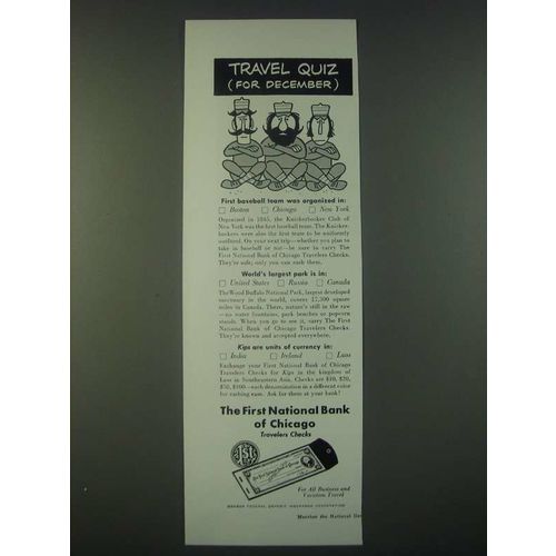 1959 The First National Bank of Chicago Ad - Travel Quiz (for December)