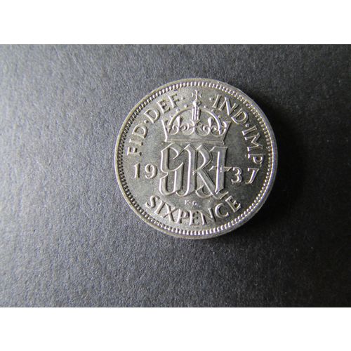 1937 GEORGE VI SILVER SIXPENCE FREE POST. AE