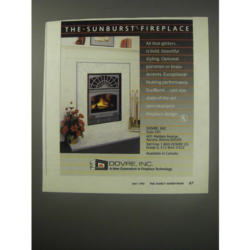 1990 Dovre Sunburst Fireplace Ad - All that glitters Is bold, beautiful