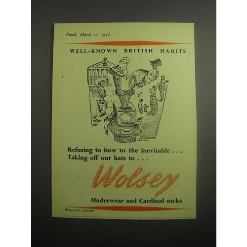1948 Wolsey Underwear and Cardinal Socks Ad - Bow to Inevitable