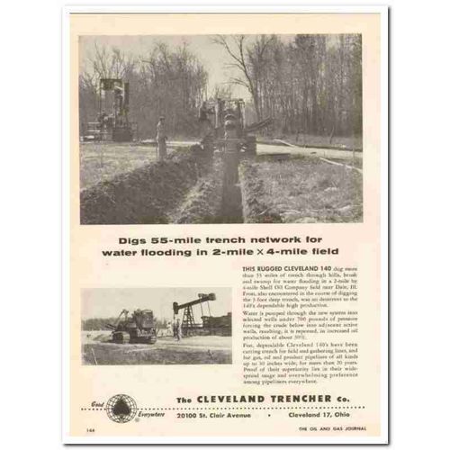 CLEVELAND TRENCHER COMPANY 1959 Digs 55-mile water flooding vintage ad
