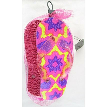 NWT Speedo Girl's Pink Tie Dye Print Flip Flops Thongs, M (2/3) or L (4)