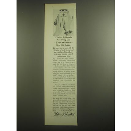 1962 Helene Rubinstein Herbessence Skin Life Cream Advertisement