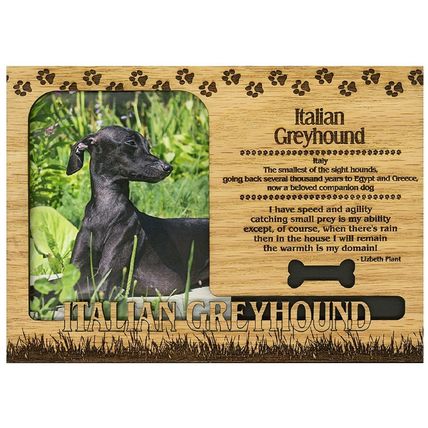 Italian Greyhound Engraved Wood Picture Frame Magnet