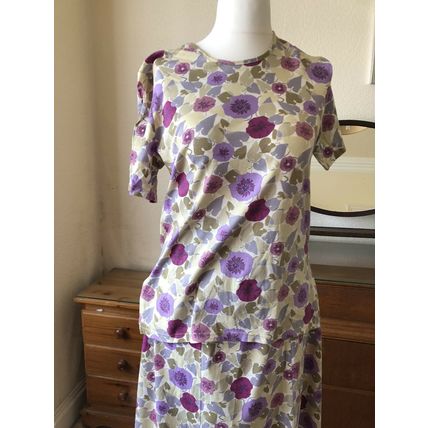 Nicole Vintage Two Piece Jersey Skirt And Top Size 10 Shirt Size 8 Floral Print