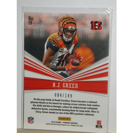 2019 Panini Phoenix A.J. GREEN (Bengals) Catching Fire PURPLE #19 84/149