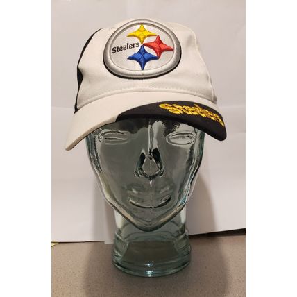 VINTAGE NFL STEELERS FOOTBALL TEAM BLK/WHT ADULT HAT CAP EMBROIDERED TWO TONED