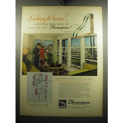 1957 Libbey Owens Ford LOF Thermopane Glass Ad - Looking at Houses?