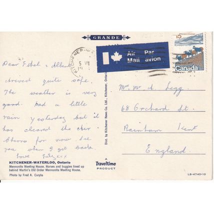 Canada Postcard - Kitchener - Waterloo, Ontario