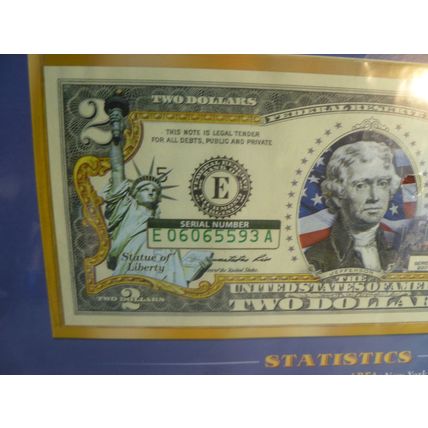Colorized 2 Dollar Bill New York State