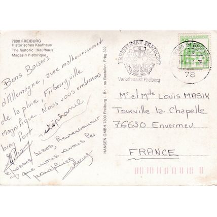 Freiburg Kaufhaus Germany Postcard posted 1981 creased