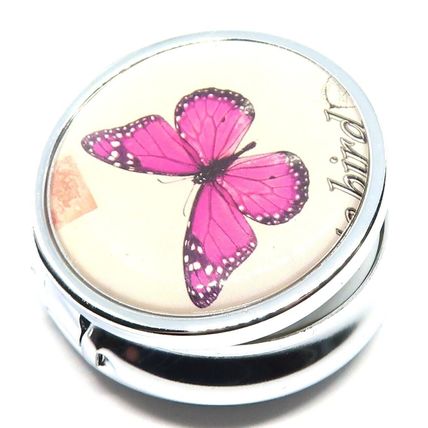 Pink & Black Butterfly & Flowers 1.5 CM Pill Box Carte Postal Christmas Gift
