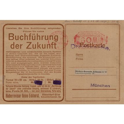 Dusseldorf German Accounts Accountant Advertising Old 1928 Postcard
