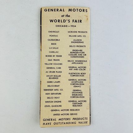 General Motors Exhibit At The 1934 Chicago World Fair Brochure VERY RARE