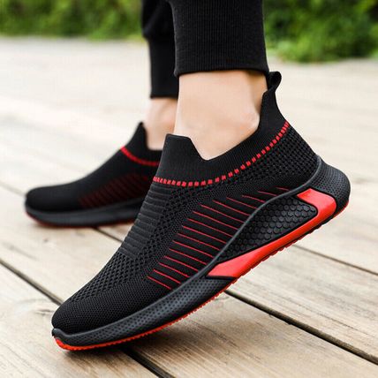 Fashion Mesh Sock Shoes With Striped Design Men Outdoor Breathable Slip-on Sneak