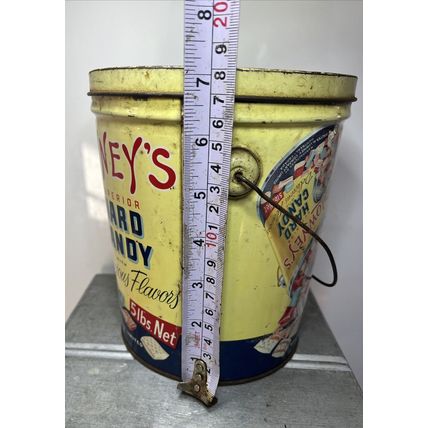 LOWNEY’S Superior HARD CANDY Tin Advertising Bucket EMPTY Collectible Tin Decor