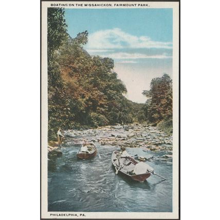 Boats on the Wissahickon, Fairmount Park, Philadelphia, c.1920 - Silbro Postcard