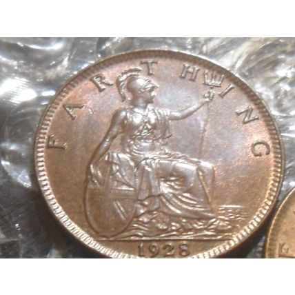 2 x 1928 George V farthing.
