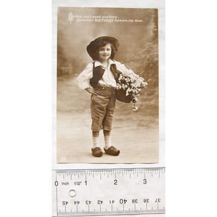 vintage postcard Sweetest Birthday Flowers