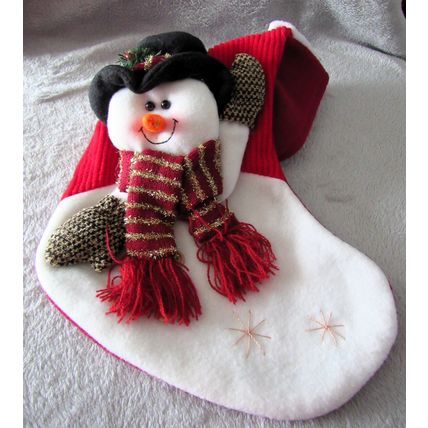 Snowman Xmas Stocking Hanging Decoration - Lined