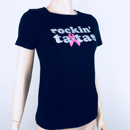 Rockin Tatas Womans S Breast Cancer Awareness T-Shirt Black Short Sleeves Shirt