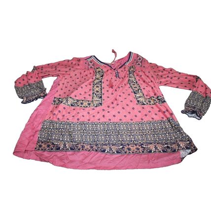 Womens BOHO Blouse Tunic Top Size 1X Pink Vintage America Brand