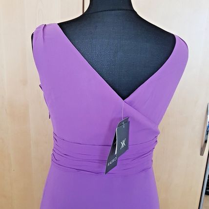 Kaliko 100% Silk Lilac Lavender Mother of Pearl Waterfall Dress 10 UK