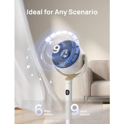 Dreo Smart Fan for Bedroom, 120° +120° Omni-Directional Oscillating Fans, 90Ft Q