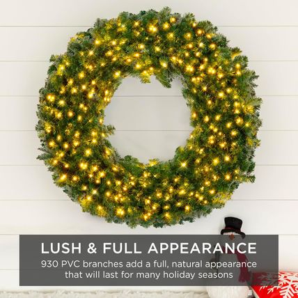 Best Choice Products 48In Large Artificial Pre-Lit Fir Christmas Wreath Holiday