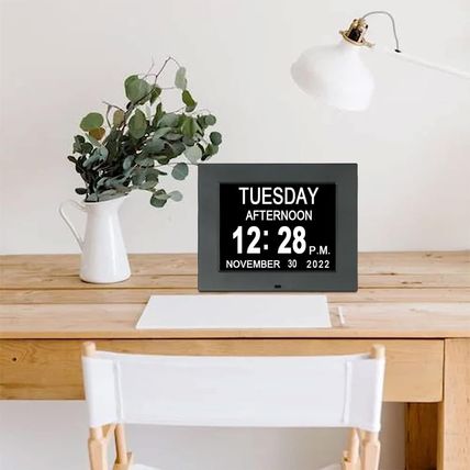 KASTISS 8 Inch Black Digital Calendar Day Clock-Extra Large Impaired Vision Digi