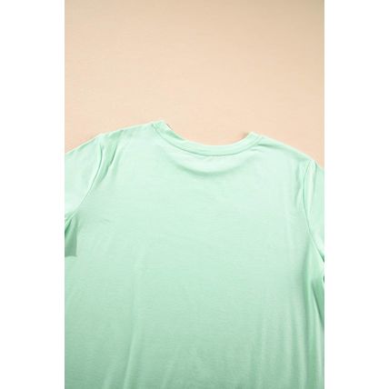 Iceland Blue Round Neck Rolled Sleeve Plus Size T-shirt