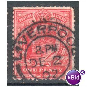 GB stamps 1902-10 KEV11 - 1d SG219 Liverpool 7