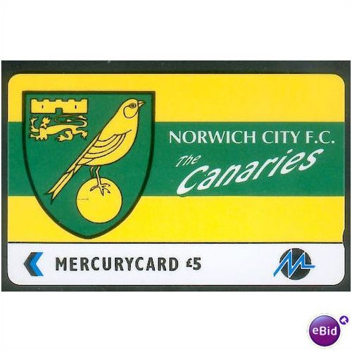 Mercury Paytelco PYF38 Football Norwich City Football Club, Canary Logo, £5 card