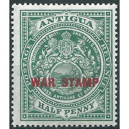 Antigua 1916 SG53 1/2d Green War Stamp (Red) Mounted Mint .. ..