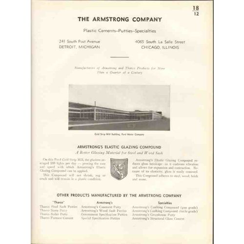 armstrong company 1938 elastic glazing compound vintage catalog