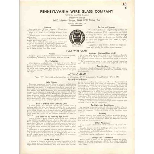 pennsylvania wire glass company 1938 flat actinic vintage catalog